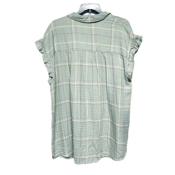 True Craft Babydoll Blouse Size 3X Short Ruffle Sleeve Button Up Soft Green New - Picture 2 of 4